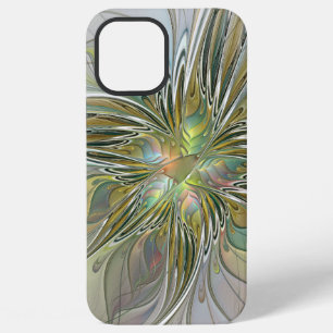 Coque iPhone 12 Pro Max Fantaisie florale Art fractal moderne Fleur avec o
