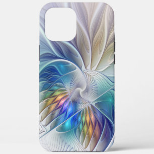 Coque iPhone 12 Pro Max Fantaisie florale, fleur fractale abstraite coloré