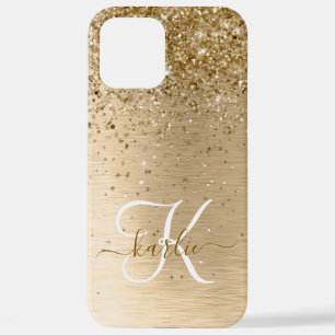 Coque iPhone 12 Pro Max Faux Gold brossé Parties scintillant métallique Im