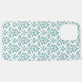 Coque iPhone 12 Pro Max Feuille Damask Motif Turquoise (Retour horizontal)
