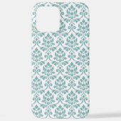 Coque iPhone 12 Pro Max Feuille Damask Motif Turquoise (Verso)