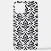 Coque iPhone 12 Pro Max Feuille Damask Patte noir sur blanc (Verso)