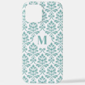 Coque iPhone 12 Pro Max Feuille Damask Teal Pattern (Custom) (Verso)
