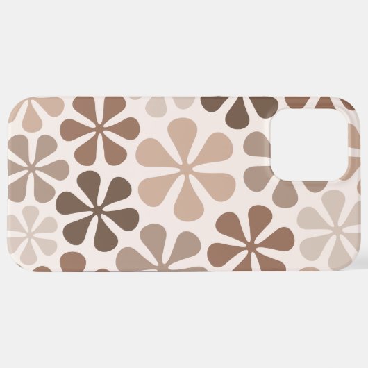 Coque iPhone 12 Pro Max Fleurs Abstraites (B) Crème Brown de Taupe (Retour horizontal)