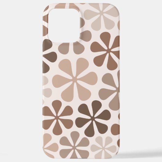 Coque iPhone 12 Pro Max Fleurs Abstraites (B) Crème Brown de Taupe (Verso)