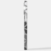 Coque iPhone 12 Pro Max Fleurs Abstraites Gris noir blanc (Côté gauche)