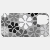 Coque iPhone 12 Pro Max Fleurs Abstraites Gris noir blanc (Retour horizontal)