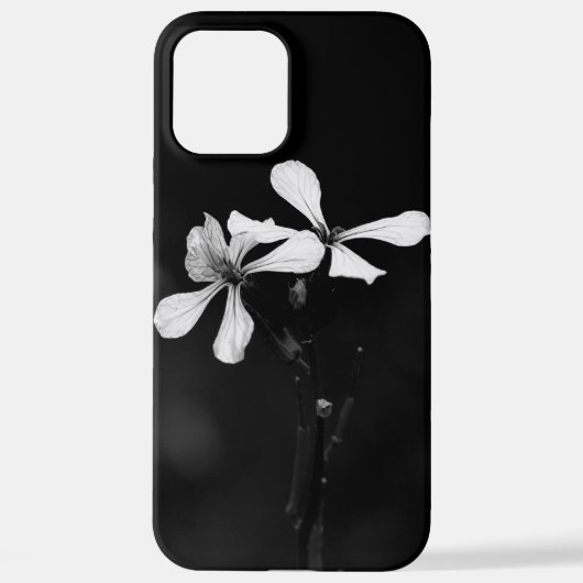 Coque iPhone 12 Pro Max floral noir et blanc minimal (Verso)