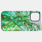 Coque iPhone 12 Pro Max FLOURISSEMENTS FANTAISISTES sarcelle vert blanc br (Verso Horizontal)