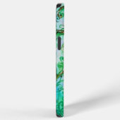 Coque iPhone 12 Pro Max FLOURISSEMENTS FANTAISISTES sarcelle vert blanc br (Côté droit)