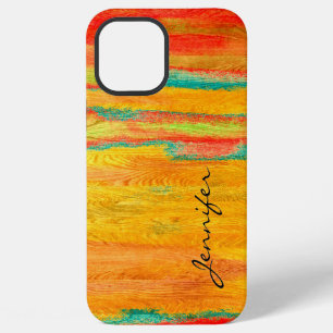 Coque iPhone 12 Pro Max Fond grain de bois moderne coloré