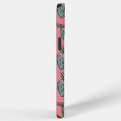 Coque iPhone 12 Pro Max Fraises à l'aquarelle Monogramme rose bleu (Côté droit)