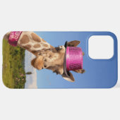 Coque iPhone 12 Pro Max Giraffe en casquette rose étincelant (Retour horizontal)