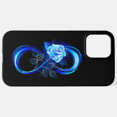 Coque iPhone 12 Pro Max Glowing infinity with blue rose (Retour horizontal)