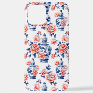 Coque iPhone 12 Pro Max Grandmillenial vase chinois à motif de pivoines ro