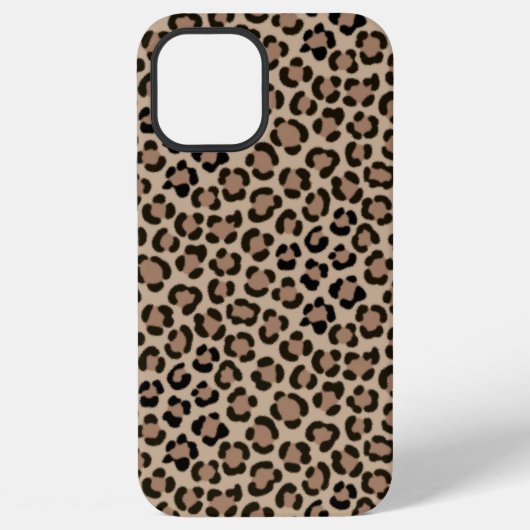 Coque iPhone 12 Pro Max Impression de léopard tendance à effet de fourrure (Verso)