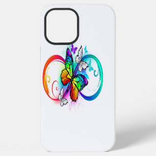 Coque iPhone 12 Pro Max Infini lumineux avec papillon arc-en-ciel