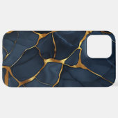 Coque iPhone 12 Pro Max Japonais Kintsugi bleu foncé (Retour horizontal)