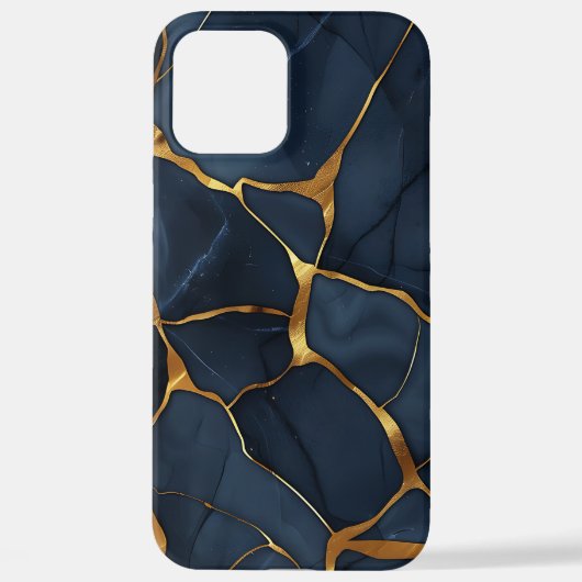 Coque iPhone 12 Pro Max Japonais Kintsugi bleu foncé (Verso)