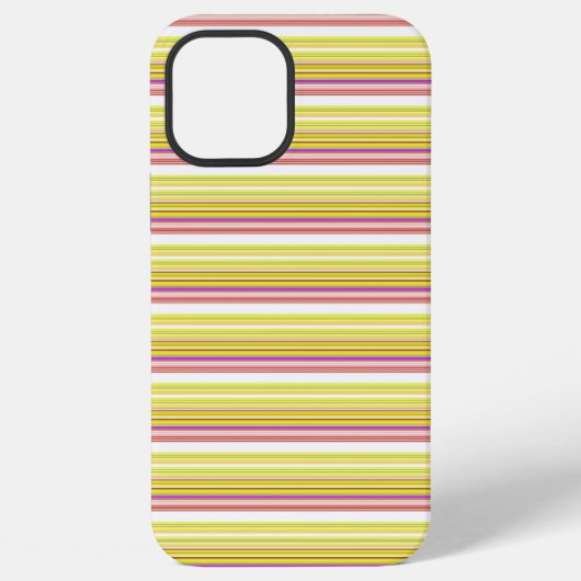 Coque iPhone 12 Pro Max Jolies rayures blanches jaunes (Verso)