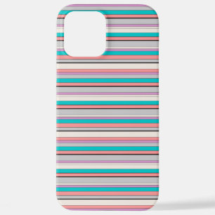 Coque iPhone 12 Pro Max Jolies rayures grises aqua