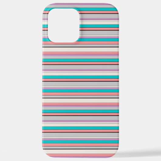 Coque iPhone 12 Pro Max Jolies rayures grises aqua (Verso)