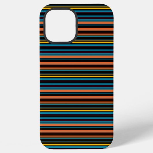 Coque iPhone 12 Pro Max Jolies rayures noires bleues (Verso)