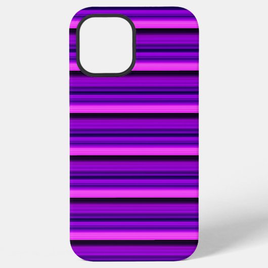 Coque iPhone 12 Pro Max Jolies rayures noires violettes chaudes (Verso)