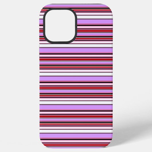 Coque iPhone 12 Pro Max Jolies rayures rouge violet (Verso)