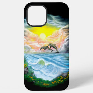 Coque iPhone 12 Pro Max Jouer aux dauphins sous le soleil