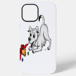 Coque iPhone 12 Pro Max Joyeux Noël ! Chiot avec Cloche et Balle