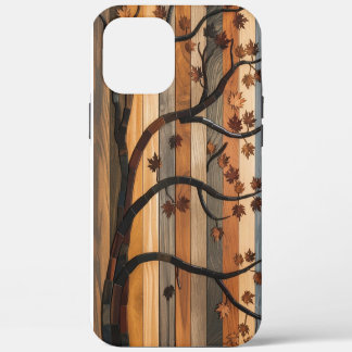Coque iPhone 12 Pro Max L’art de la nature : Arbre en bois Mosaïque Téléph
