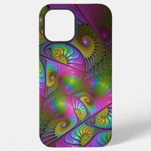 Coque iPhone 12 Pro Max L'art fractal abstrait trippy lumineux coloré