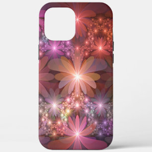 Coque iPhone 12 Pro Max Lit De Fleurs Coloré Brillante Art Fractal Abstrai