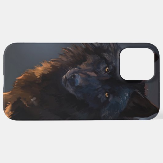 Coque iPhone 12 Pro Max Loup noir (Retour horizontal)