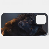 Coque iPhone 12 Pro Max Loup noir (Verso Horizontal)