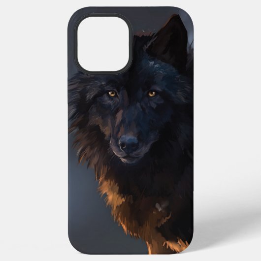 Coque iPhone 12 Pro Max Loup noir (Verso)