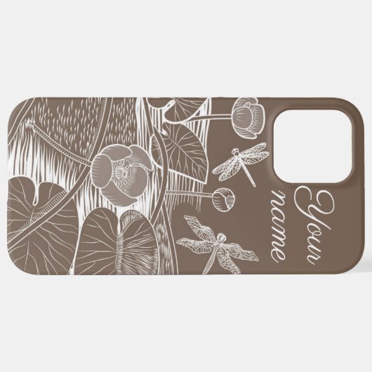 Coque iPhone 12 Pro Max Lys d'eau marron (Retour horizontal)