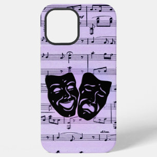 Coque iPhone 12 Pro Max Masques de musique et de théâtre violets