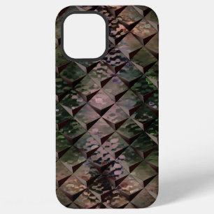 Coque iPhone 12 Pro Max Mélange de carrés 3D avec verre martelé de fond T