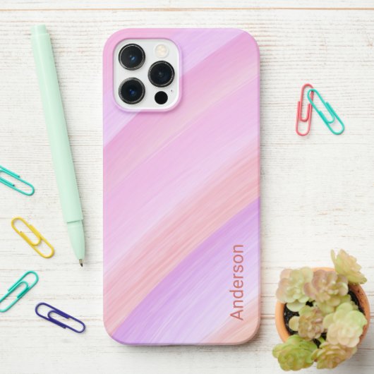 Coque iPhone 12 Pro Max Moderne Élégant Monogramme Ligne Rétro (Sur le bureau)