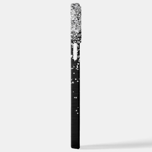 Coque iPhone 12 Pro Max Monogramme à étincelle noire à Parties scintillant (Côté droit)