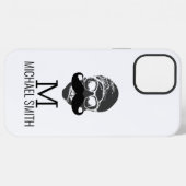 Coque iPhone 12 Pro Max Monogramme de moustache drôle (Verso Horizontal)