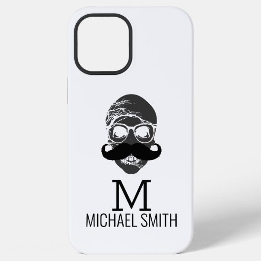 Coque iPhone 12 Pro Max Monogramme de moustache drôle (Verso)