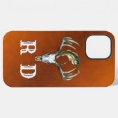 Coque iPhone 12 Pro Max Monogramme de pêche et de chasse (Verso Horizontal)
