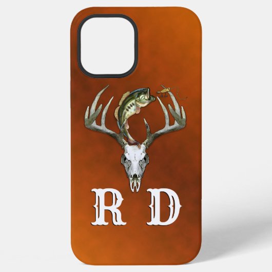 Coque iPhone 12 Pro Max Monogramme de pêche et de chasse (Verso)