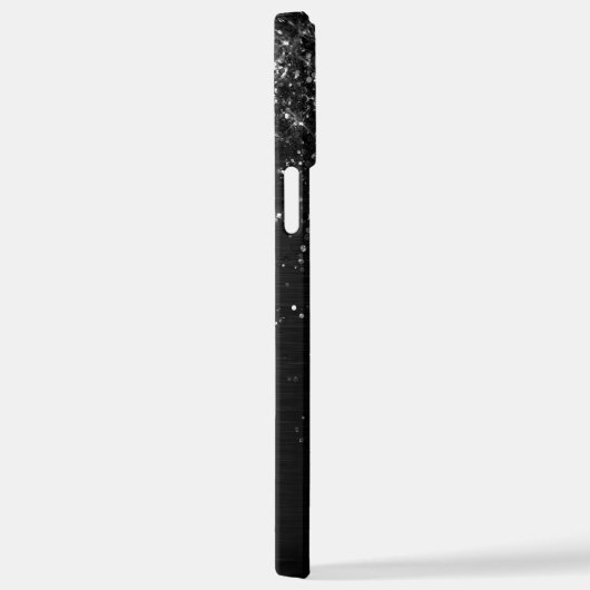 Coque iPhone 12 Pro Max Monogramme d'étincelle à Parties scintillant noire (Côté droit)
