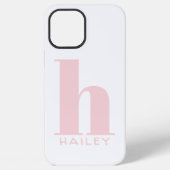 Coque iPhone 12 Pro Max Monogramme et nom simples en rose vif (Verso)