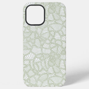 Coque iPhone 12 Pro Max Mosaïque de feuilles aléatoires vert pâle
