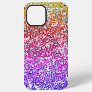 Coque iPhone 12 Pro Max Mosaïque rugueuse orange à rouge et lilas, et scin